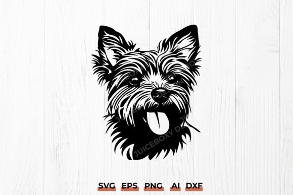 A Designer's Take on the Yorkie Dog Face SVG DXF PNG Cut File