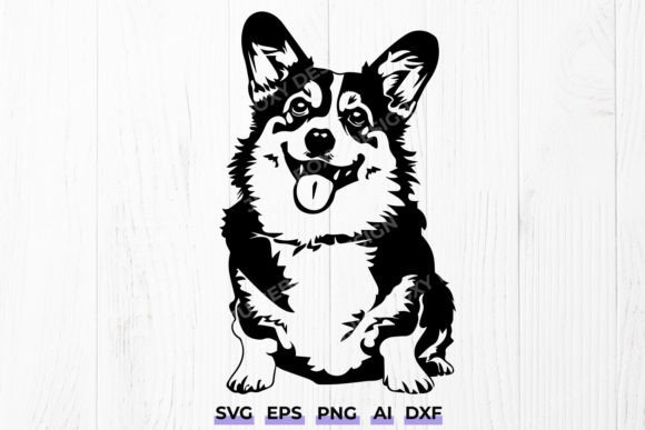 Funny Corgi Dog Silhouette SVG - Dog Dxf