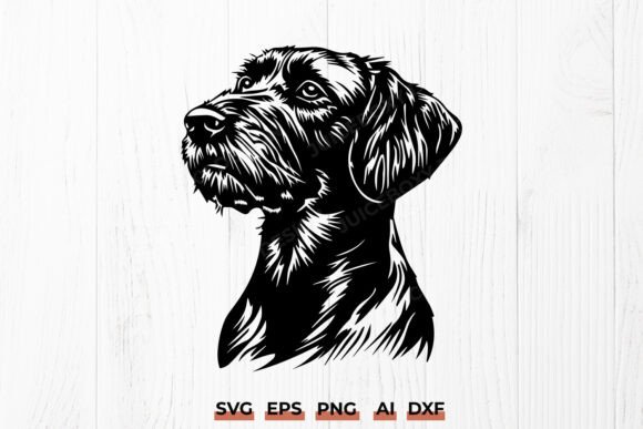 German Wirehaired Pointer Dog Head SVG Review