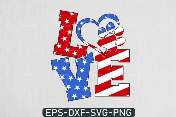 Love 4th of July Svg, US Dog Paw Svg