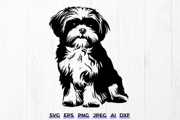 Shih Tzu Dog Silhouette Svg Pet Portrait